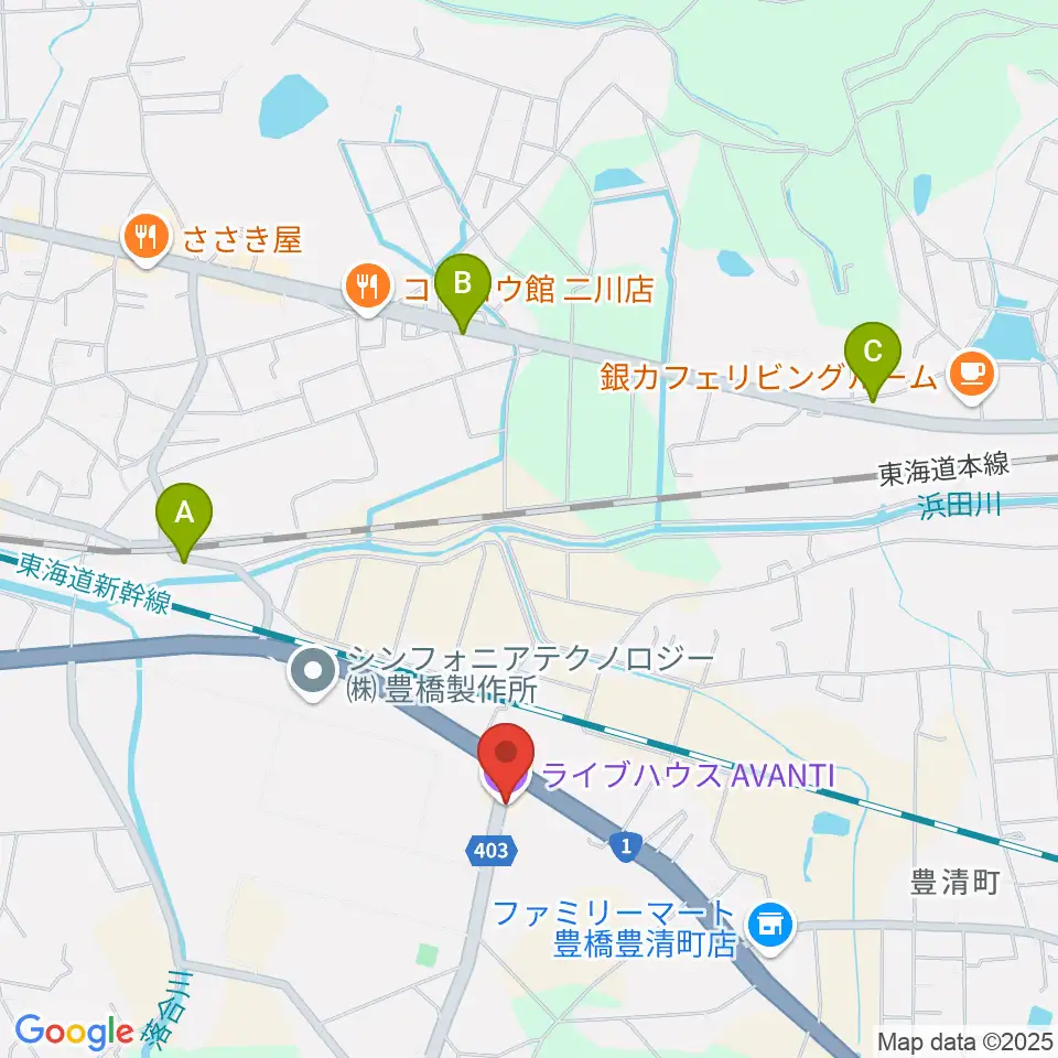 豊橋アバンティ周辺のカフェ一覧地図