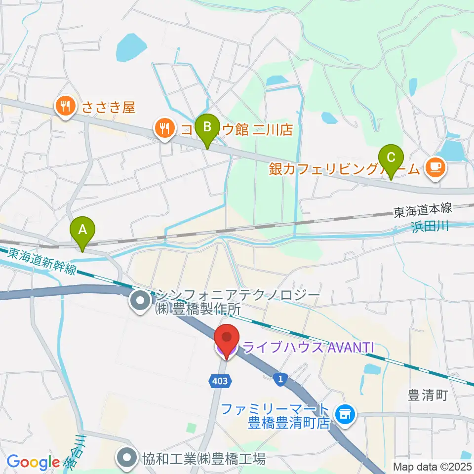 豊橋アバンティ周辺のカフェ一覧地図