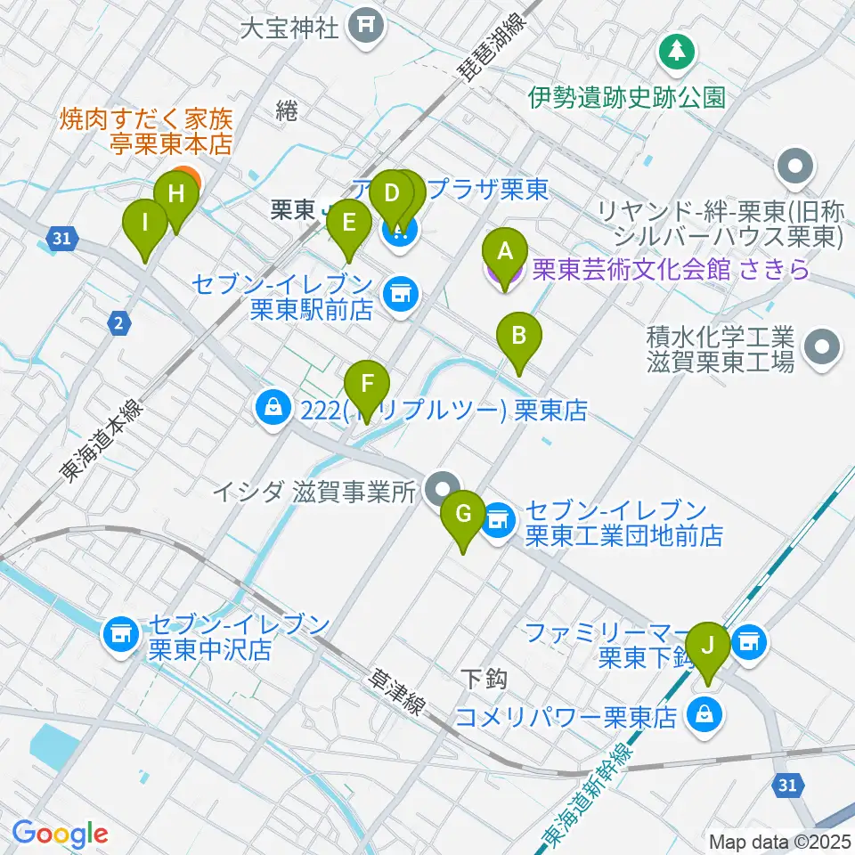 栗東芸術文化会館さきら周辺のカフェ一覧地図