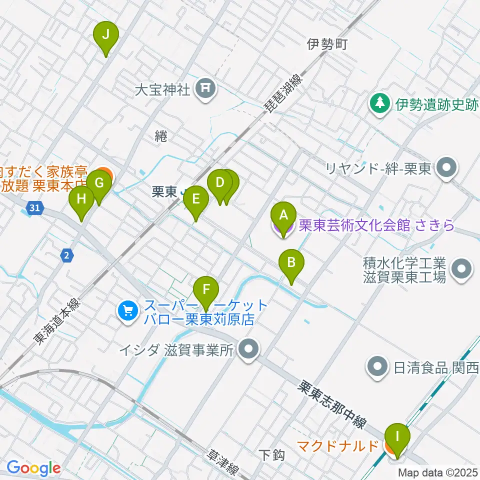 栗東芸術文化会館さきら周辺のカフェ一覧地図