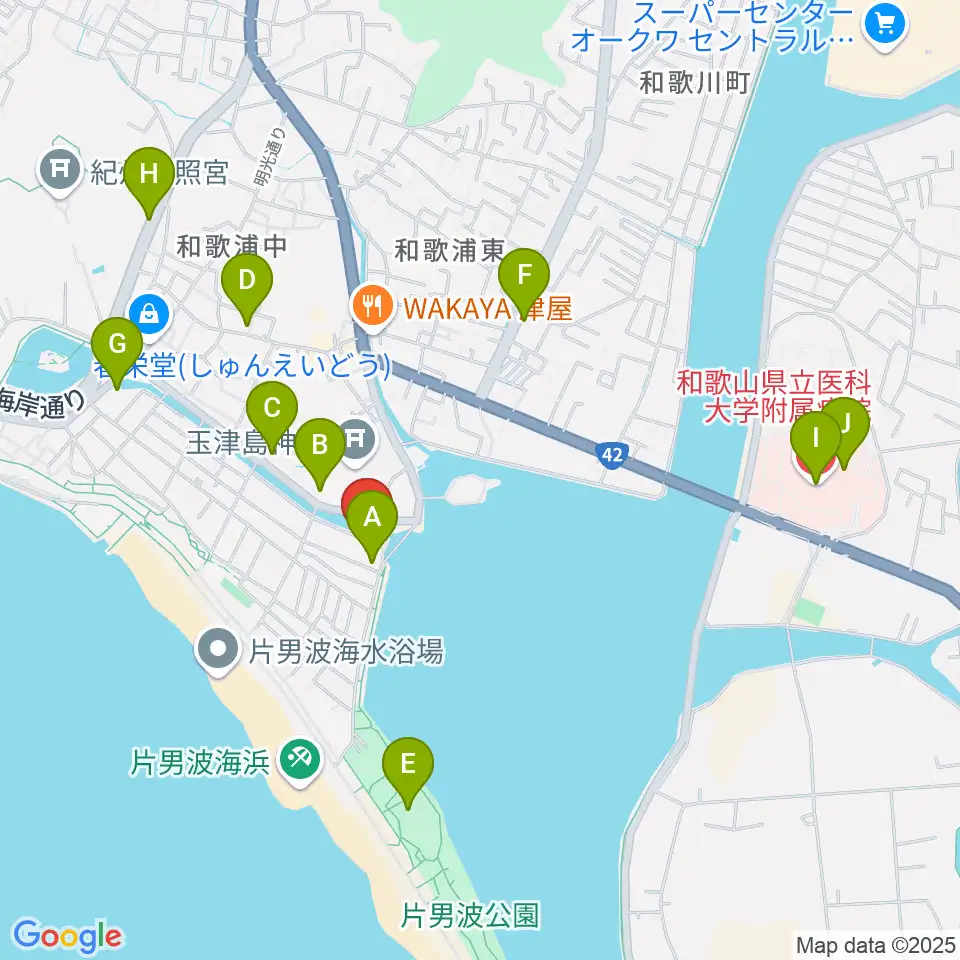 和歌の浦アート・キューブ周辺のカフェ一覧地図