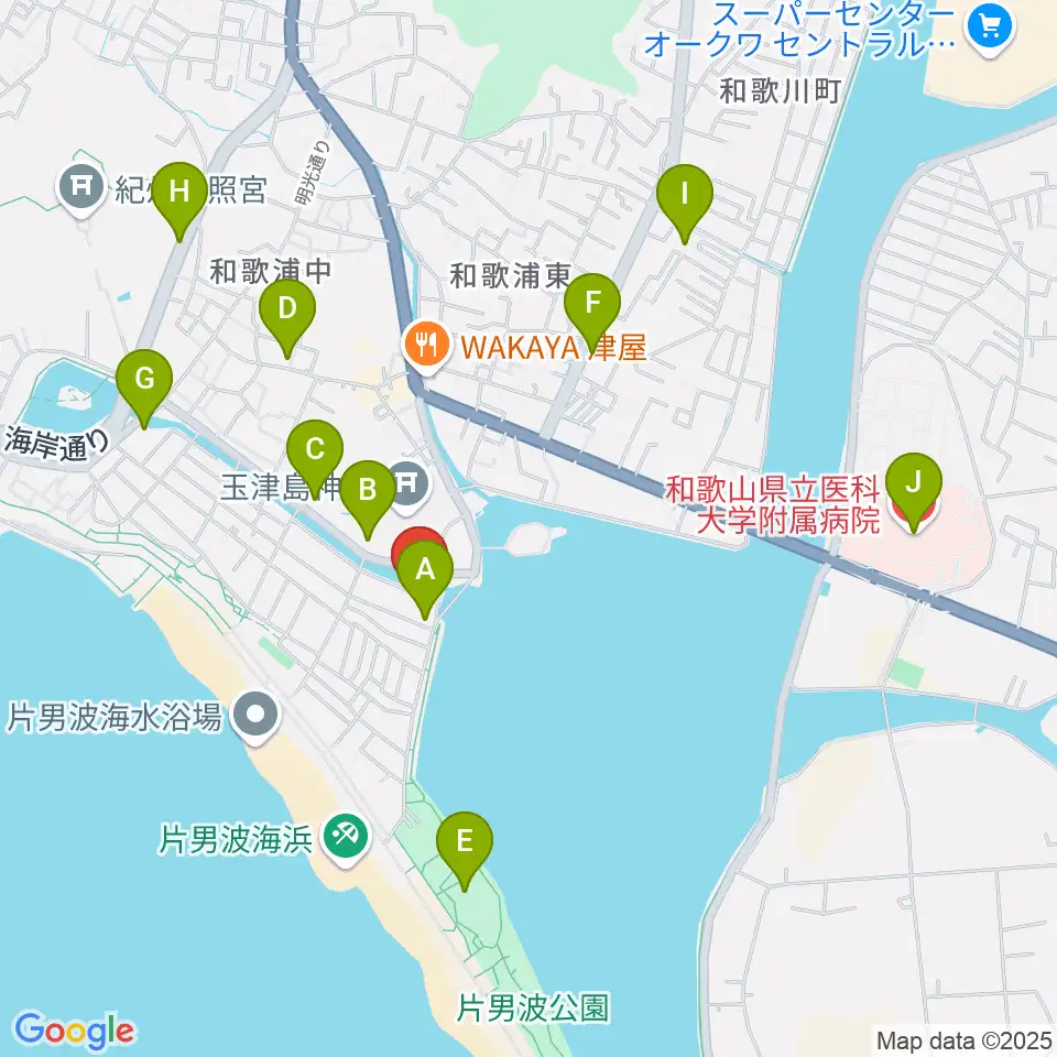 和歌の浦アート・キューブ周辺のカフェ一覧地図