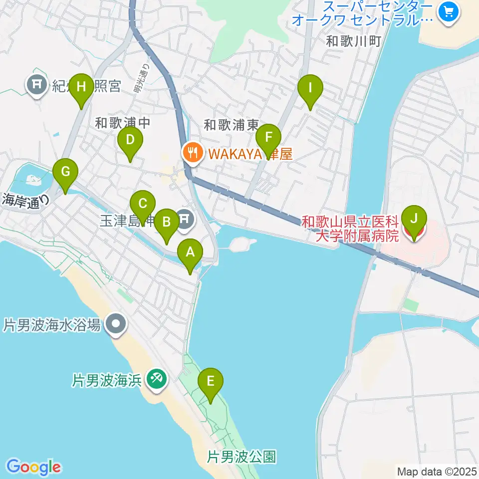 和歌の浦アート・キューブ周辺のカフェ一覧地図
