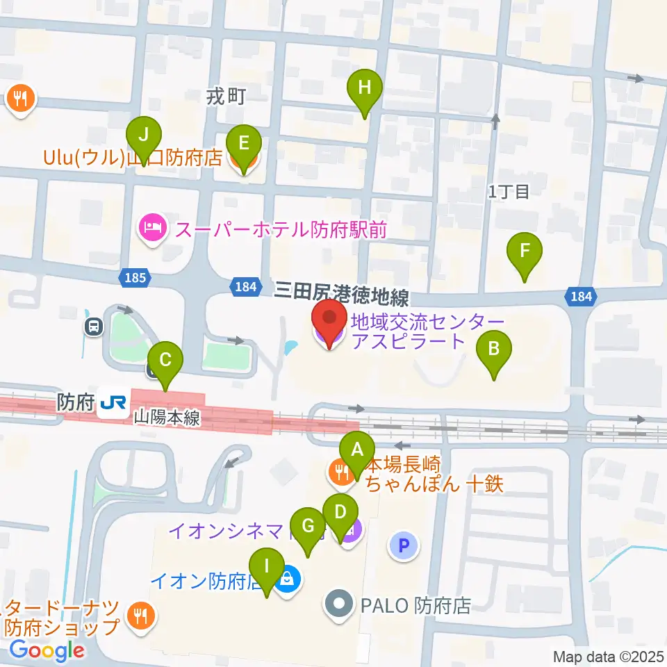 防府市地域交流センターアスピラート周辺のカフェ一覧地図