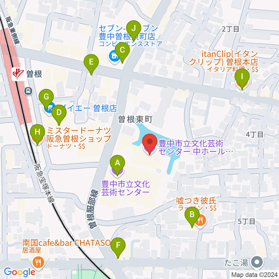 アクア文化ホール周辺のカフェ一覧地図