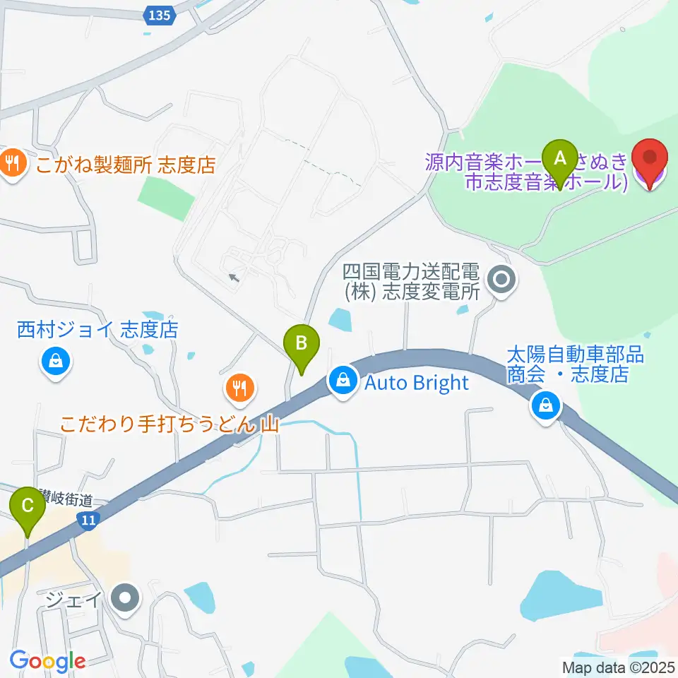 源内音楽ホール周辺のカフェ一覧地図
