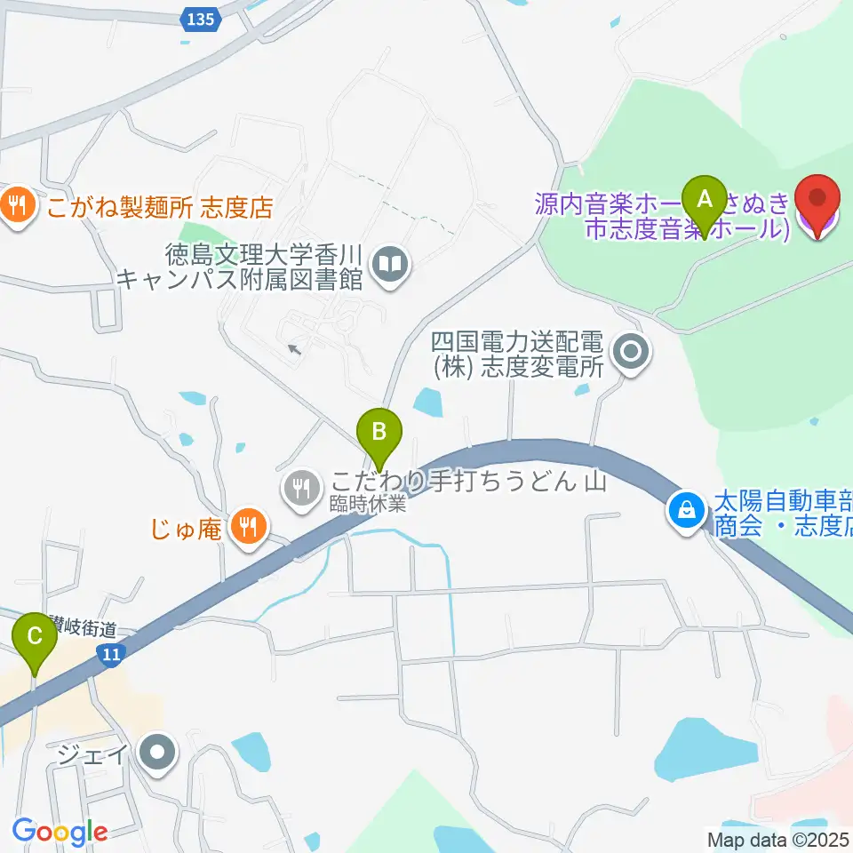 源内音楽ホール周辺のカフェ一覧地図