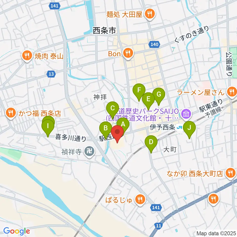 西条市総合文化会館周辺のカフェ一覧地図