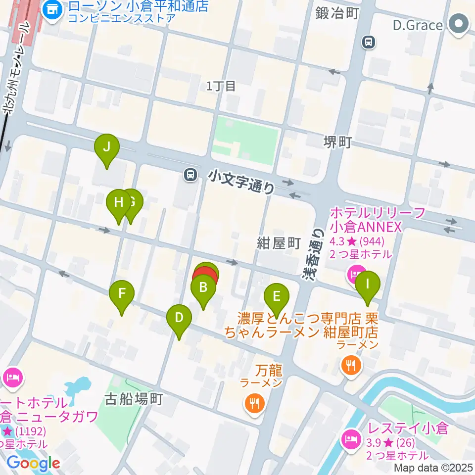 小倉UN kokura周辺のカフェ一覧地図