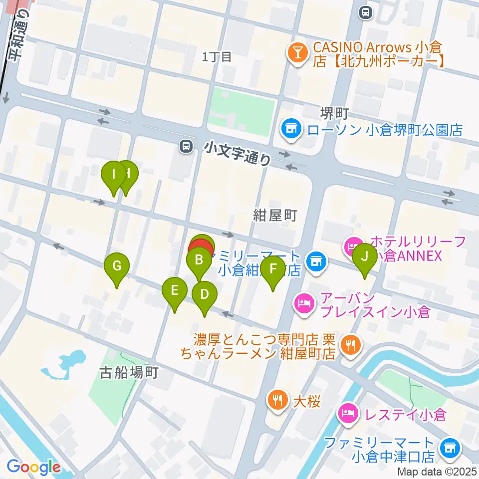 小倉UN kokura周辺のカフェ一覧地図