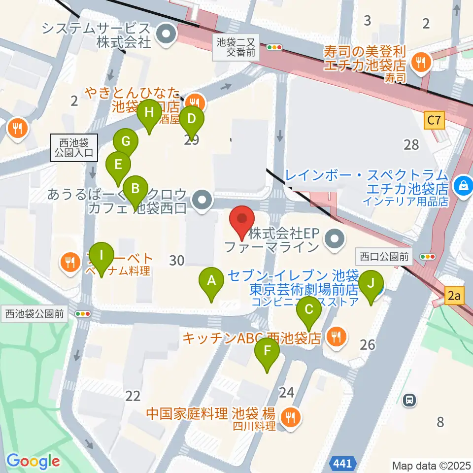 BASS ON TOP 池袋西口店周辺のカフェ一覧地図