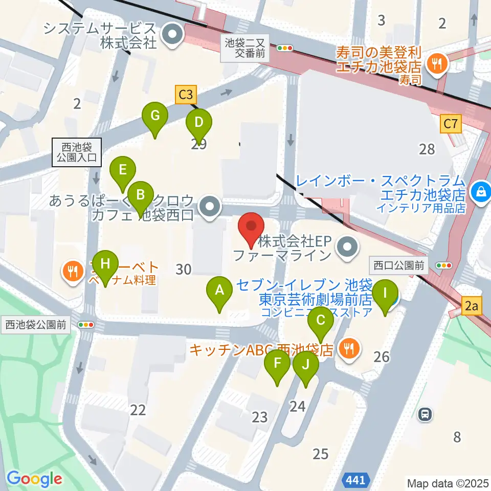 BASS ON TOP 池袋西口店周辺のカフェ一覧地図