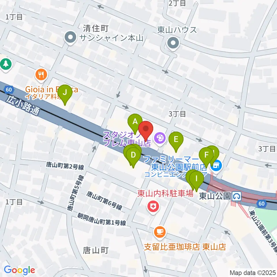 日響楽器 防音プロショップ東山周辺のカフェ一覧地図