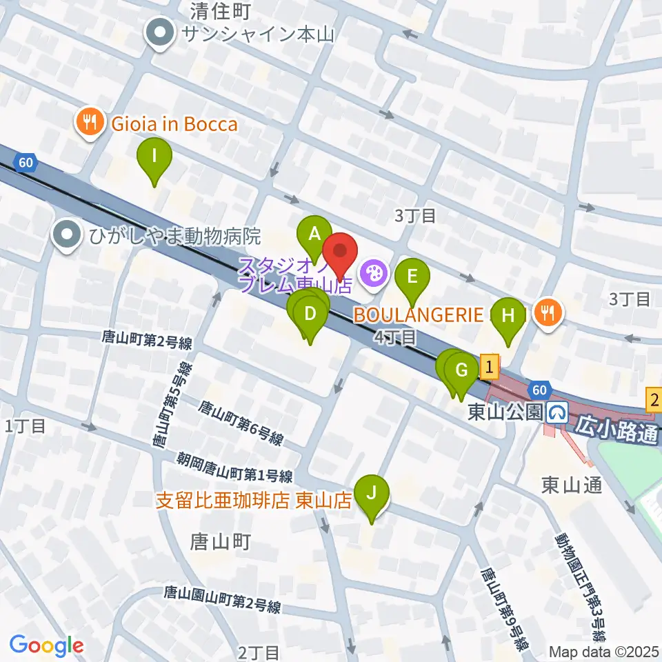 日響楽器 防音プロショップ東山周辺のカフェ一覧地図
