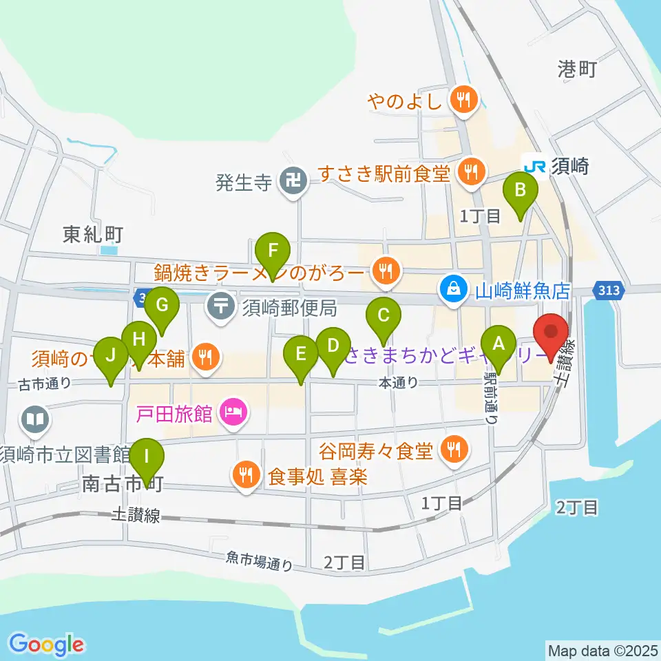 須崎市立市民文化会館周辺のカフェ一覧地図
