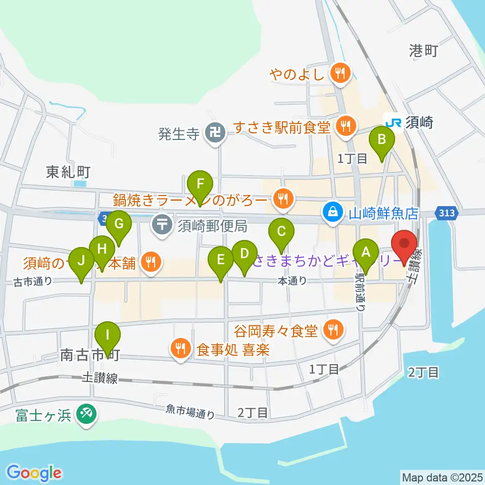 須崎市立市民文化会館周辺のカフェ一覧地図