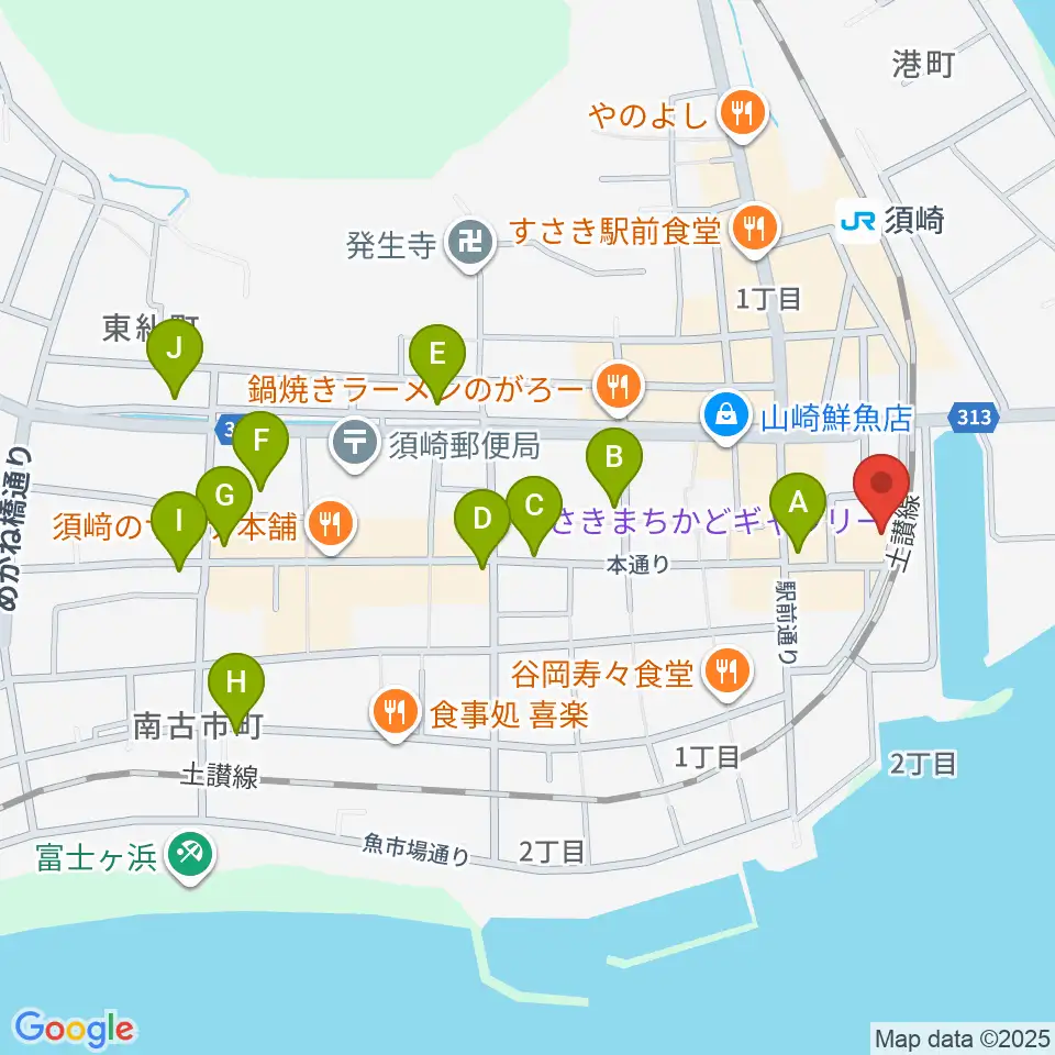 須崎市立市民文化会館周辺のカフェ一覧地図