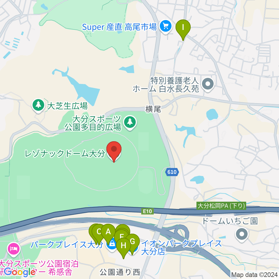 レゾナックドーム大分周辺のカフェ一覧地図