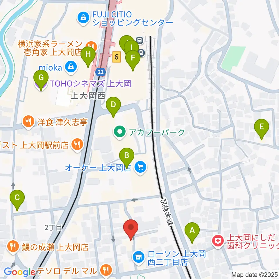 上大岡ギタースクール周辺のカフェ一覧地図