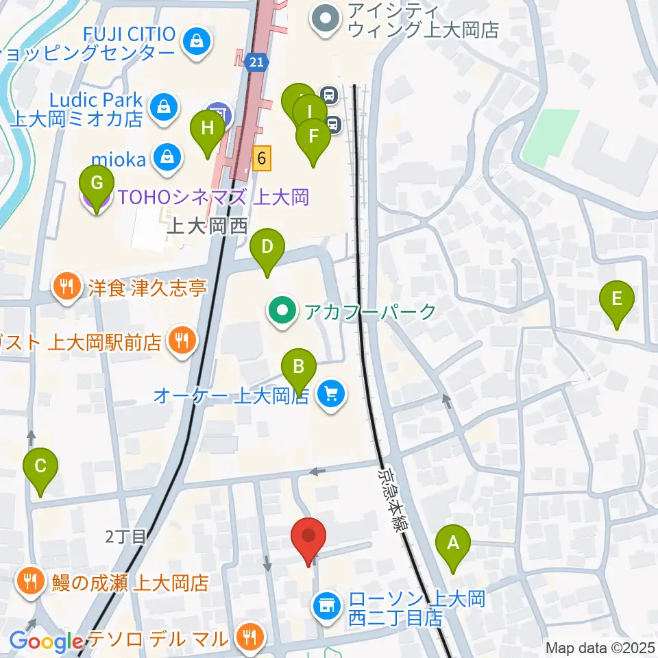 上大岡ギタースクール周辺のカフェ一覧地図