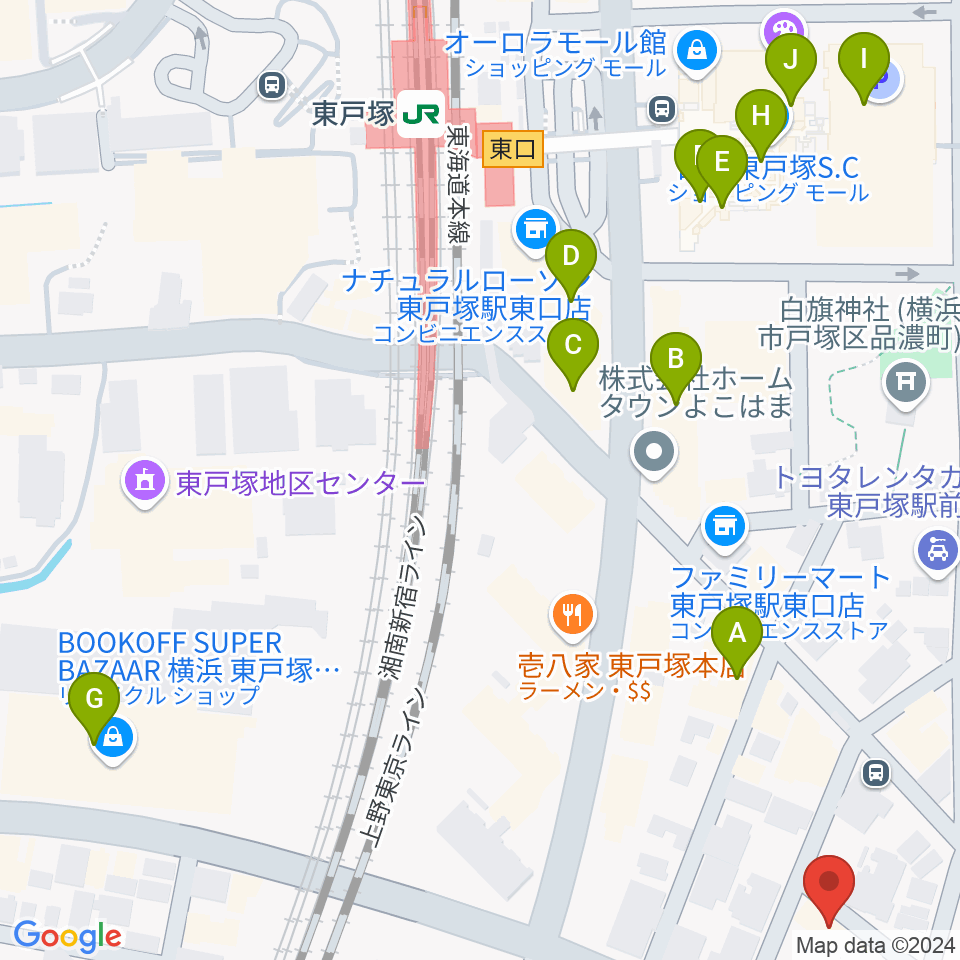 西本ギター教室周辺のカフェ一覧地図