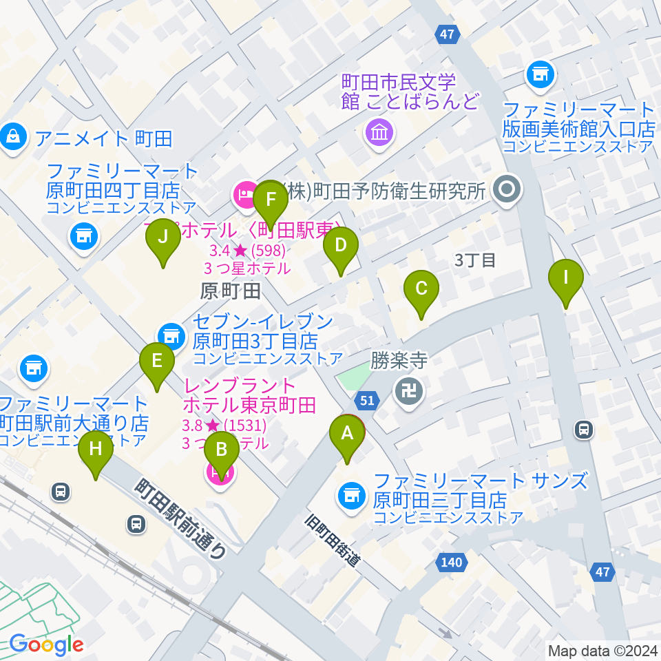 町田アイビー周辺のカフェ一覧地図