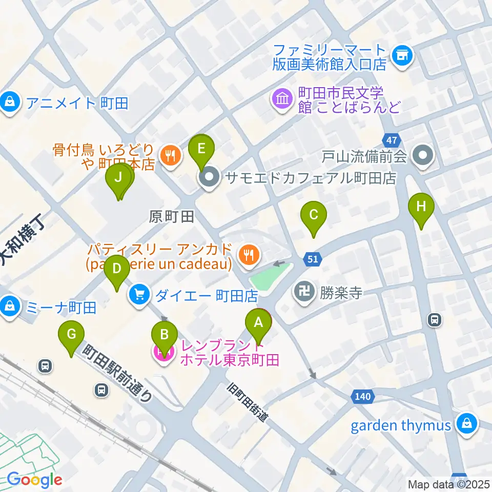町田アイビー周辺のカフェ一覧地図