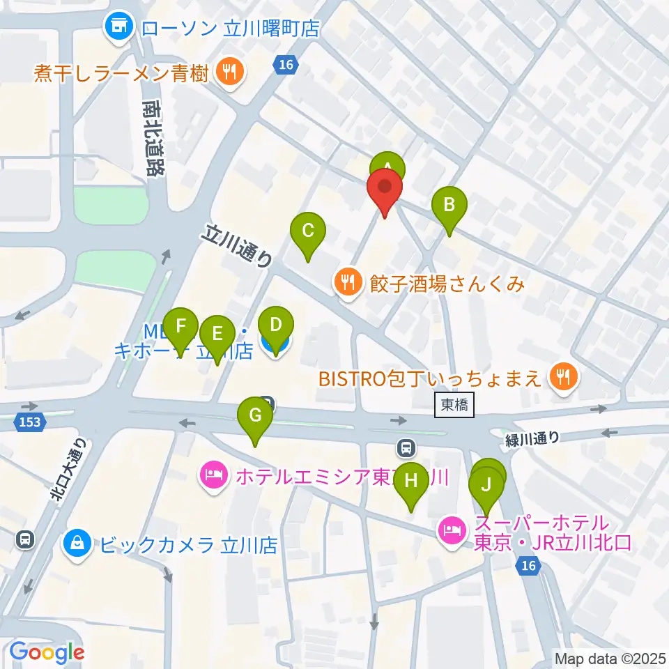立川バー・ペンタトニック周辺のカフェ一覧地図