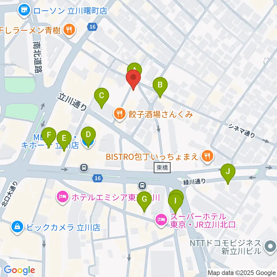 立川バー・ペンタトニック周辺のカフェ一覧地図