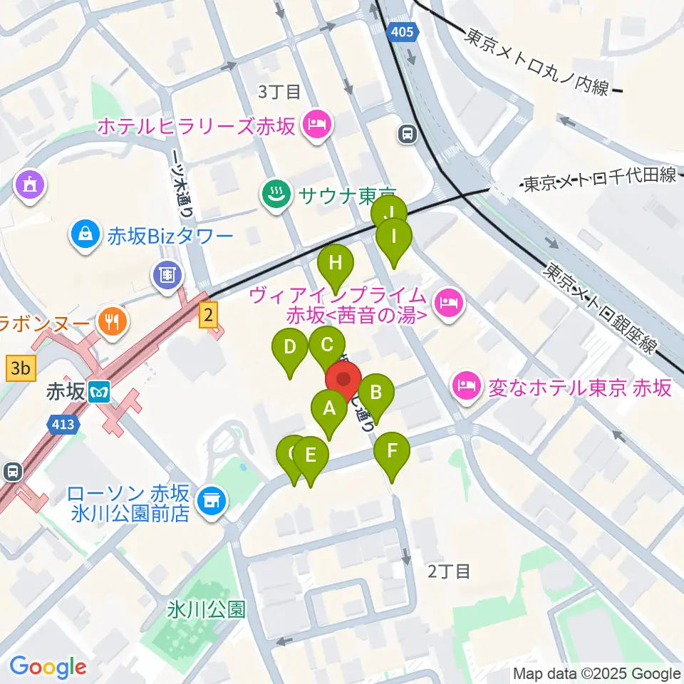 赤坂カーペディアム周辺のカフェ一覧地図