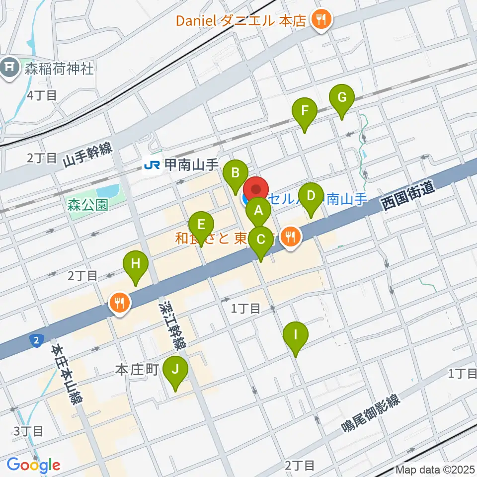 甲南山手カルチャーセンター周辺のカフェ一覧地図