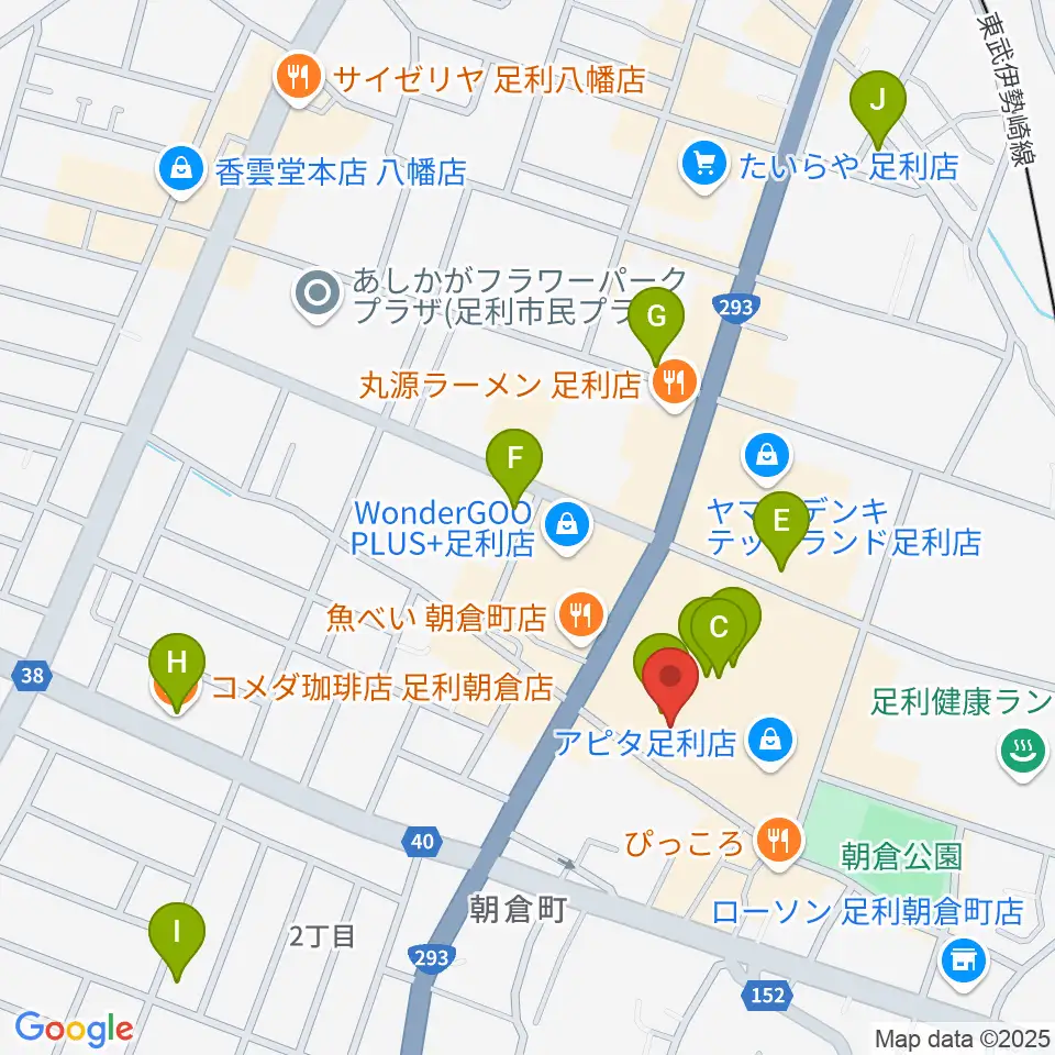 足利カルチャーセンター周辺のカフェ一覧地図