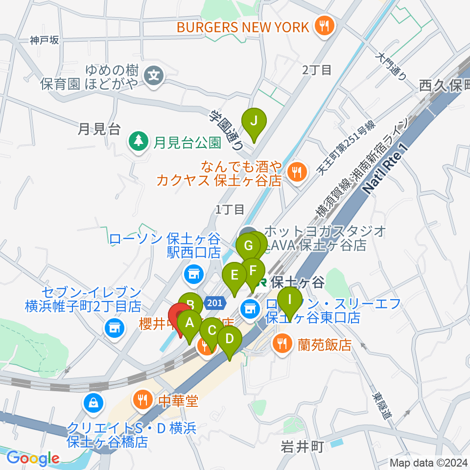 泉ギター教室周辺のカフェ一覧地図