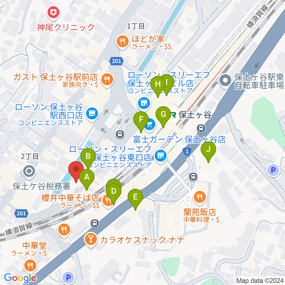 泉ギター教室周辺のカフェ一覧地図