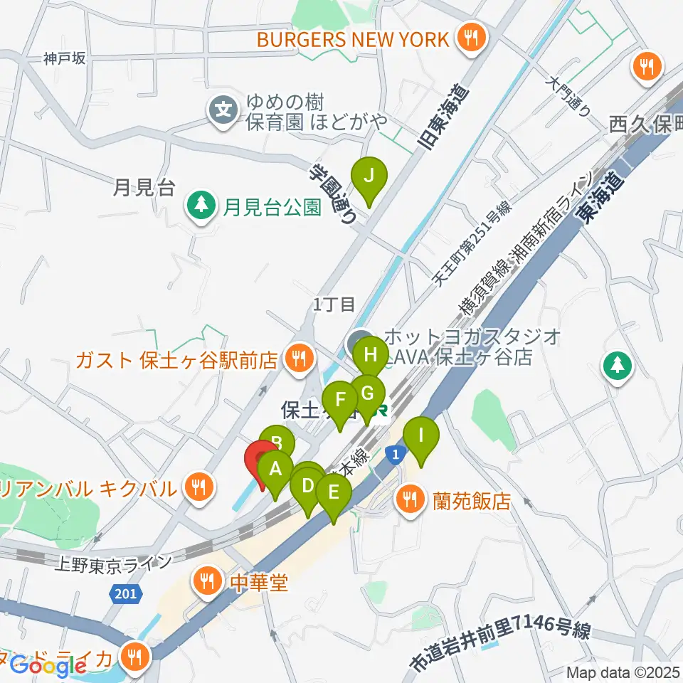 泉ギター教室周辺のカフェ一覧地図