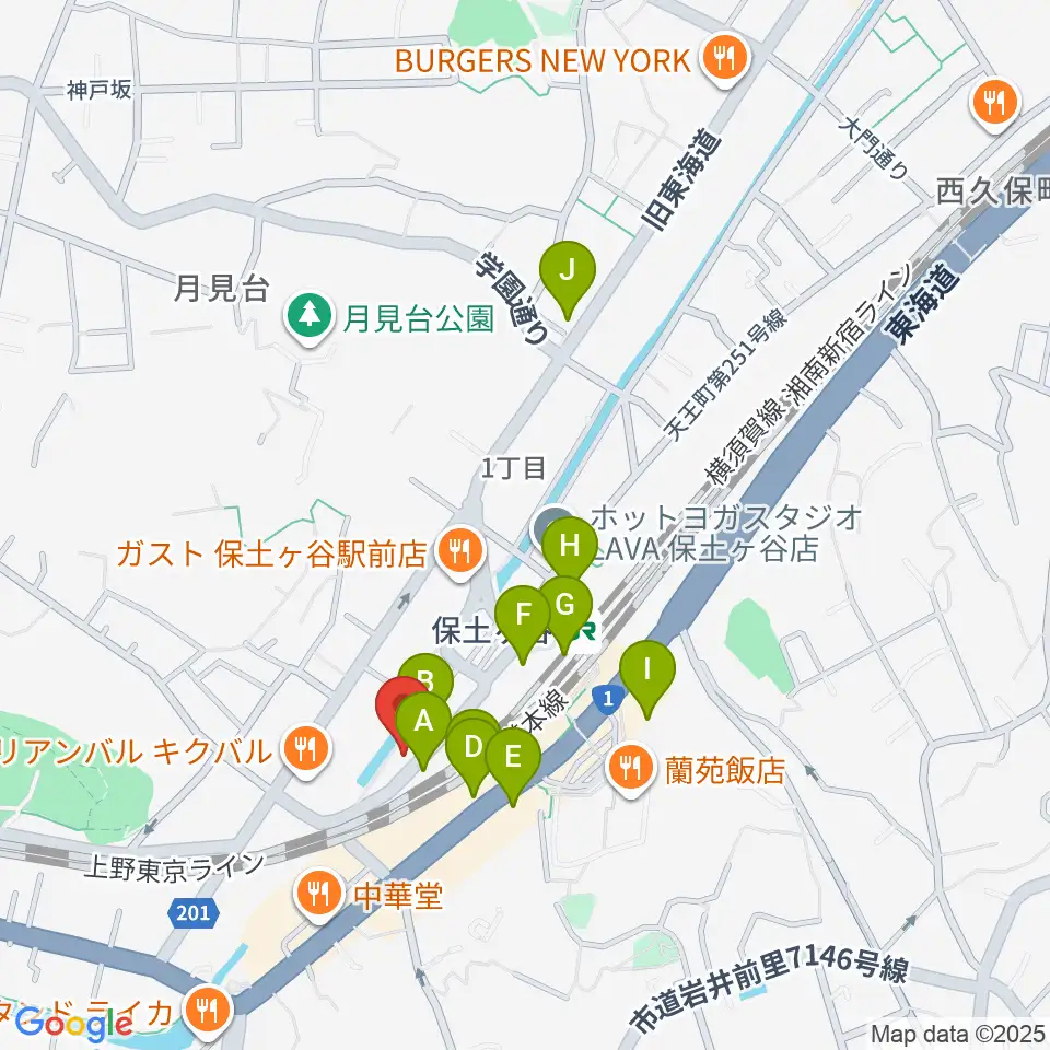 泉ギター教室周辺のカフェ一覧地図