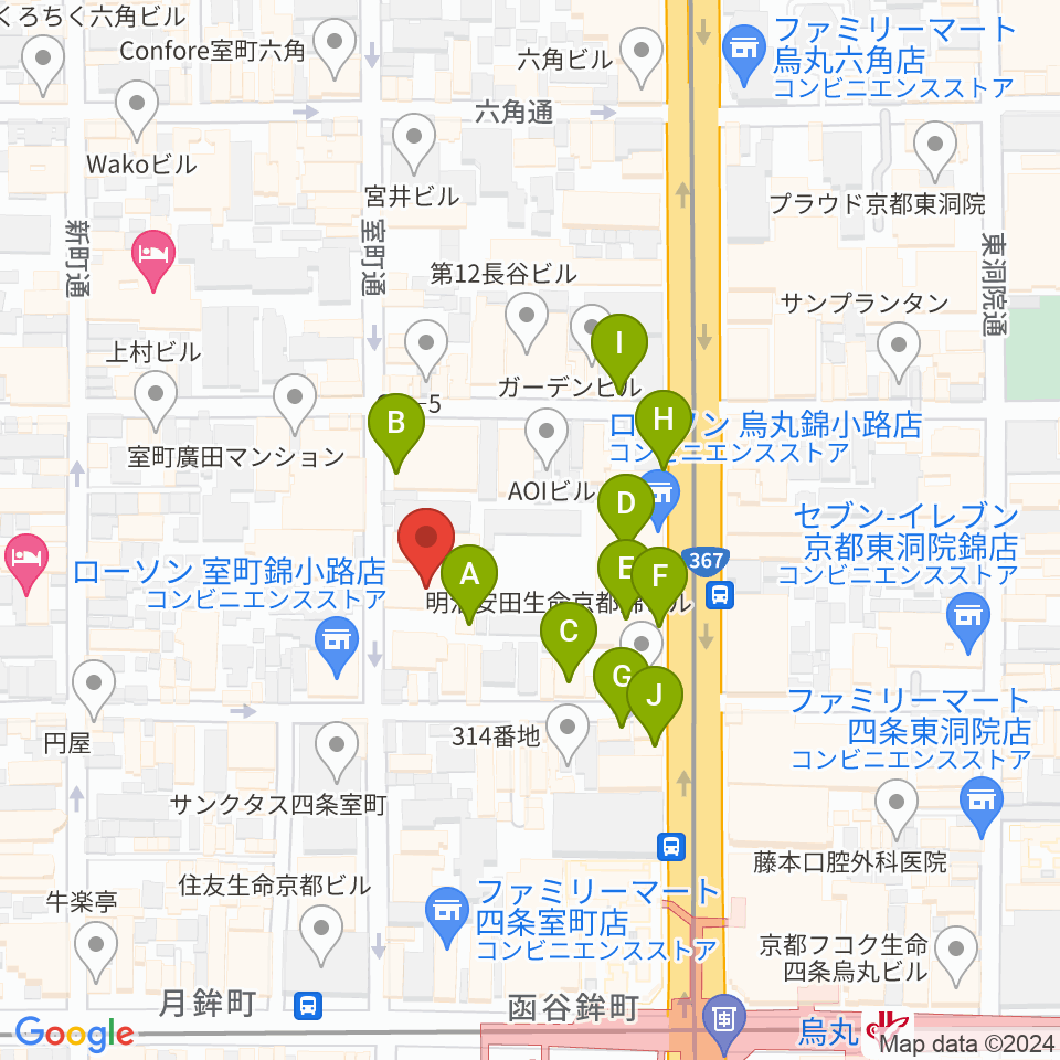 京都芸術センター周辺のカフェ一覧地図