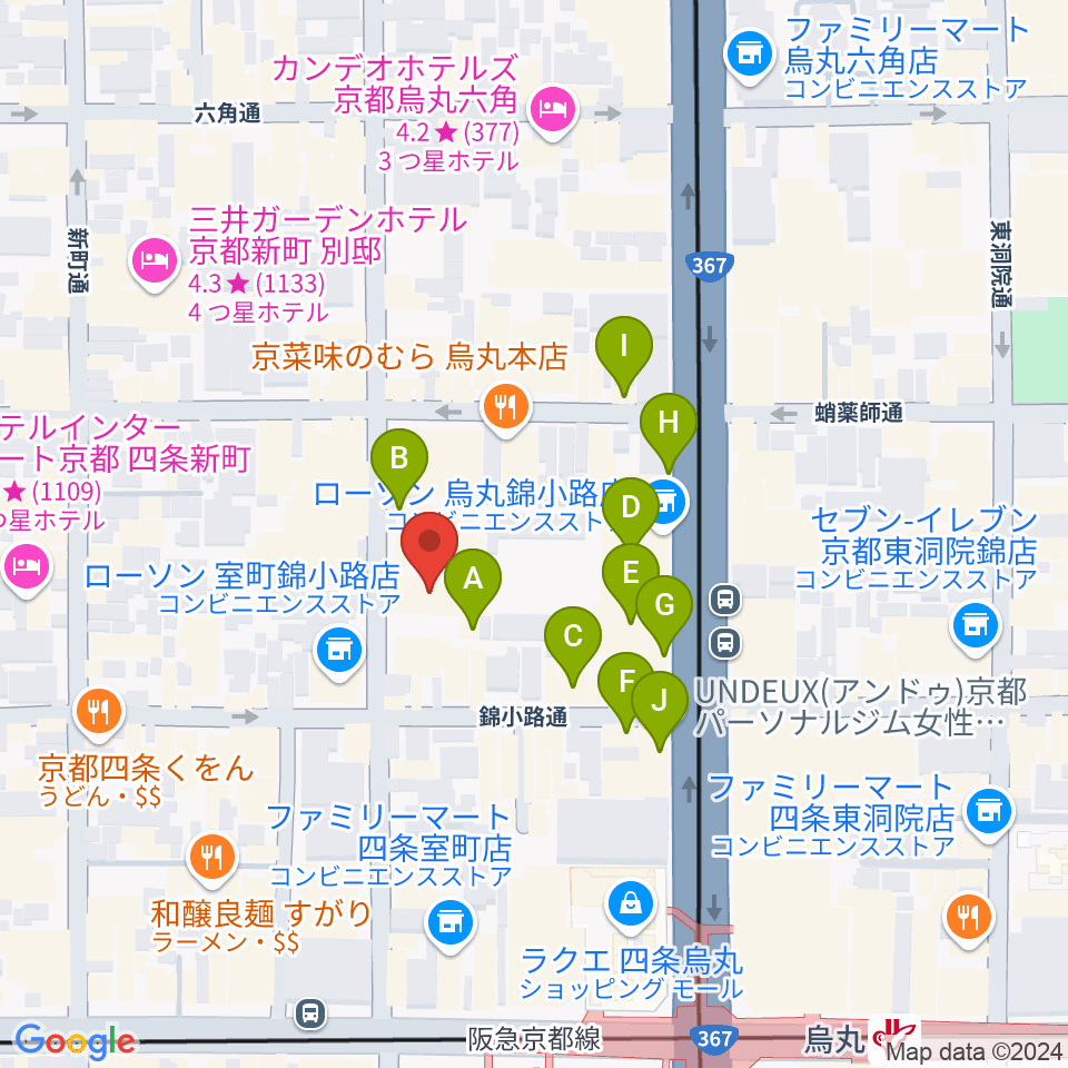 京都芸術センター周辺のカフェ一覧地図