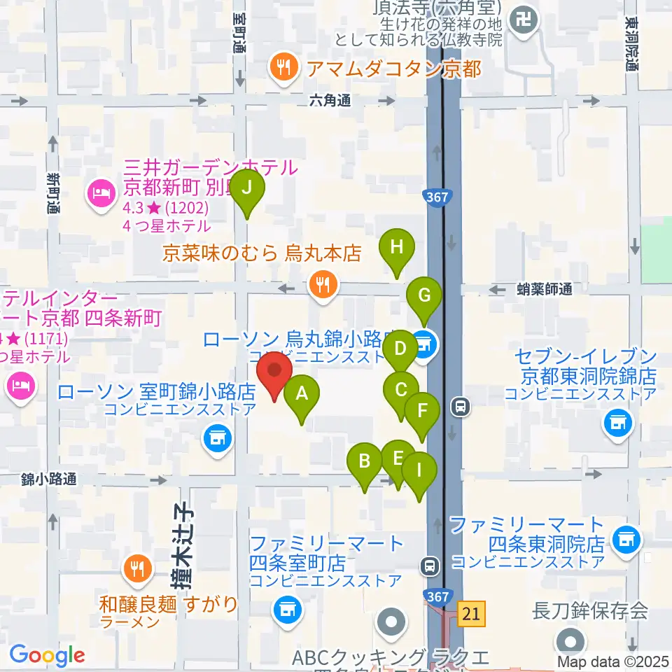 京都芸術センター周辺のカフェ一覧地図