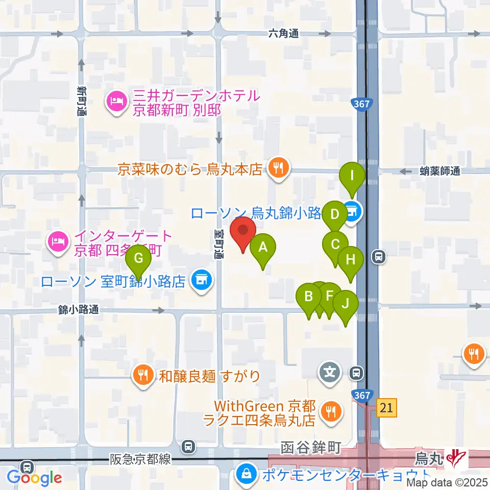 京都芸術センター周辺のカフェ一覧地図