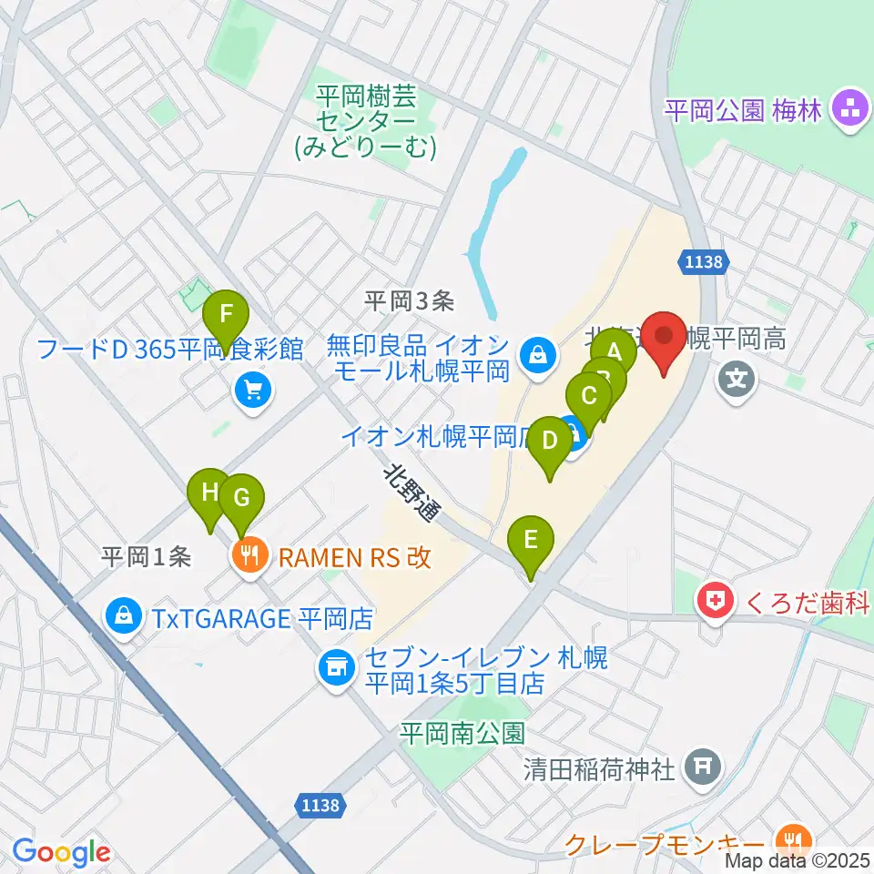 札幌カルチャーセンター平岡周辺のカフェ一覧地図