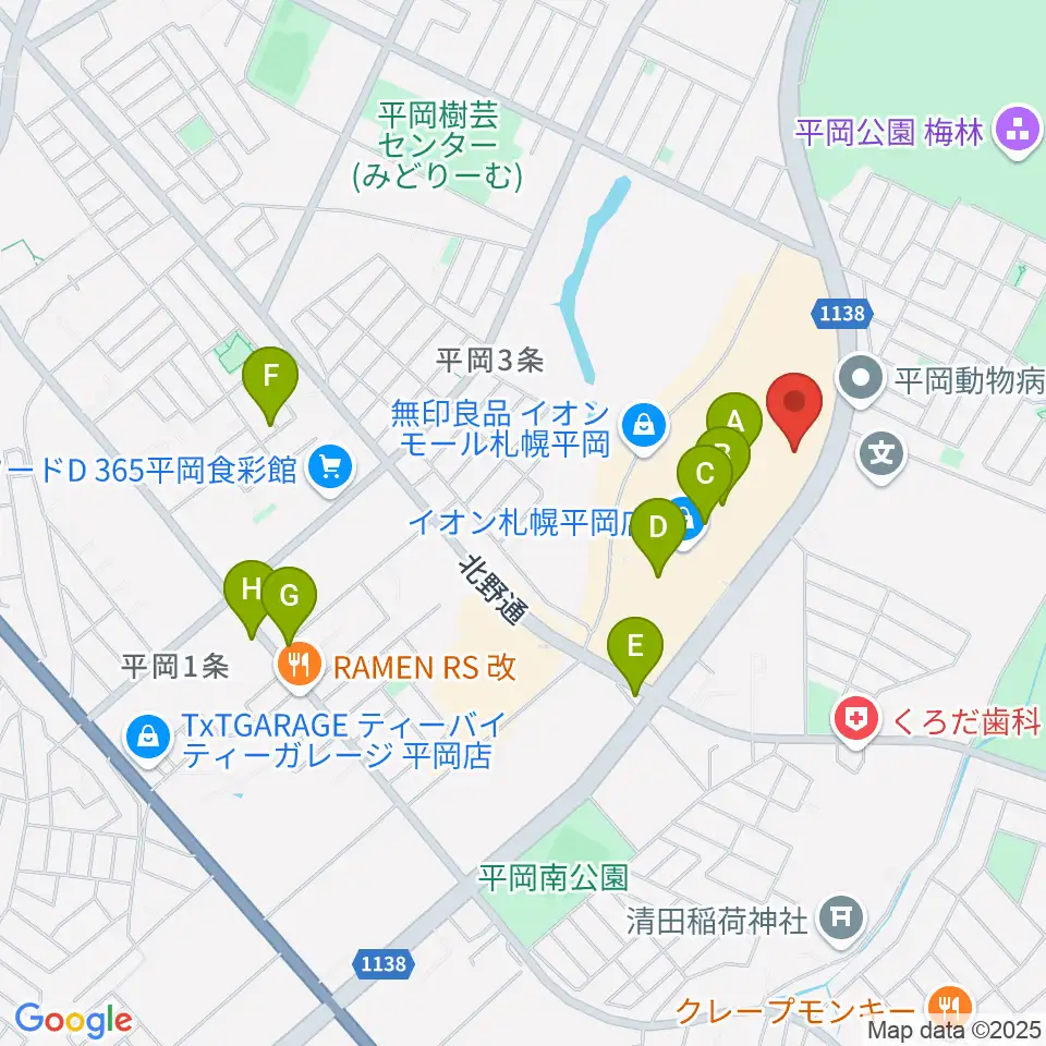 札幌カルチャーセンター平岡周辺のカフェ一覧地図