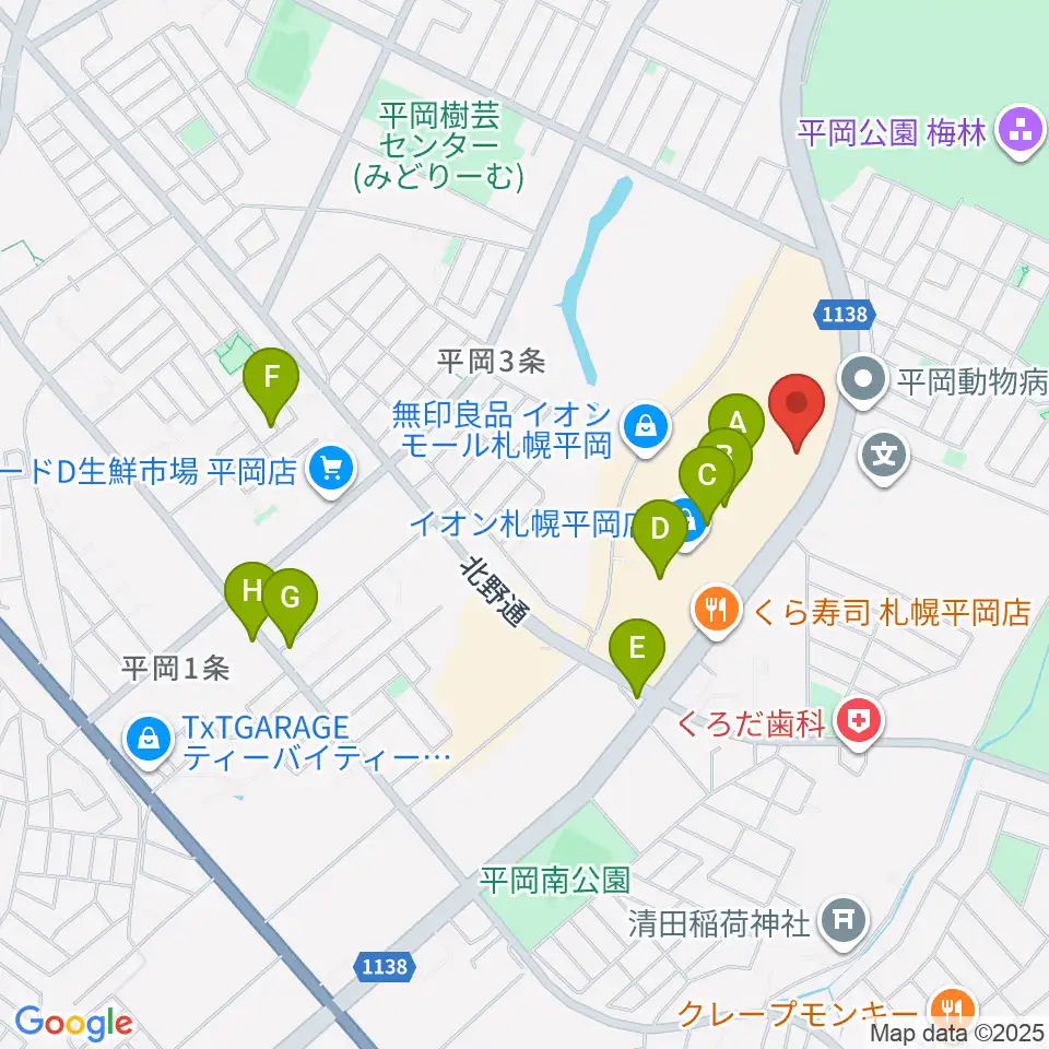 札幌カルチャーセンター平岡周辺のカフェ一覧地図