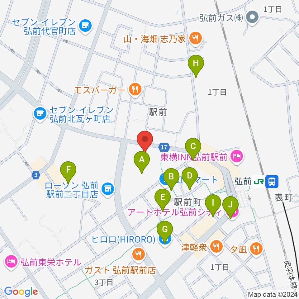 ヨークカルチャーセンター弘前周辺のカフェ一覧地図