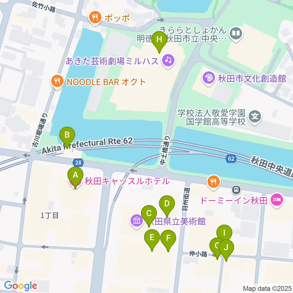 秋田カルチャースクール周辺のカフェ一覧地図