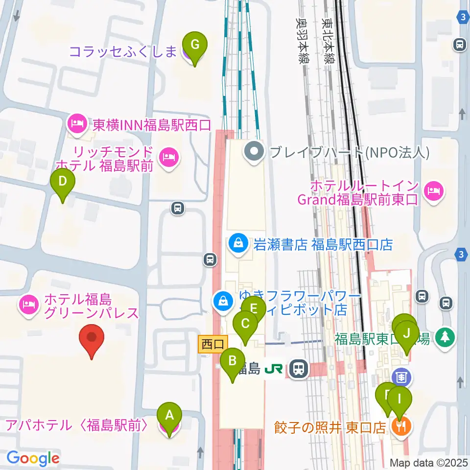ヨークカルチャーセンター福島周辺のカフェ一覧地図