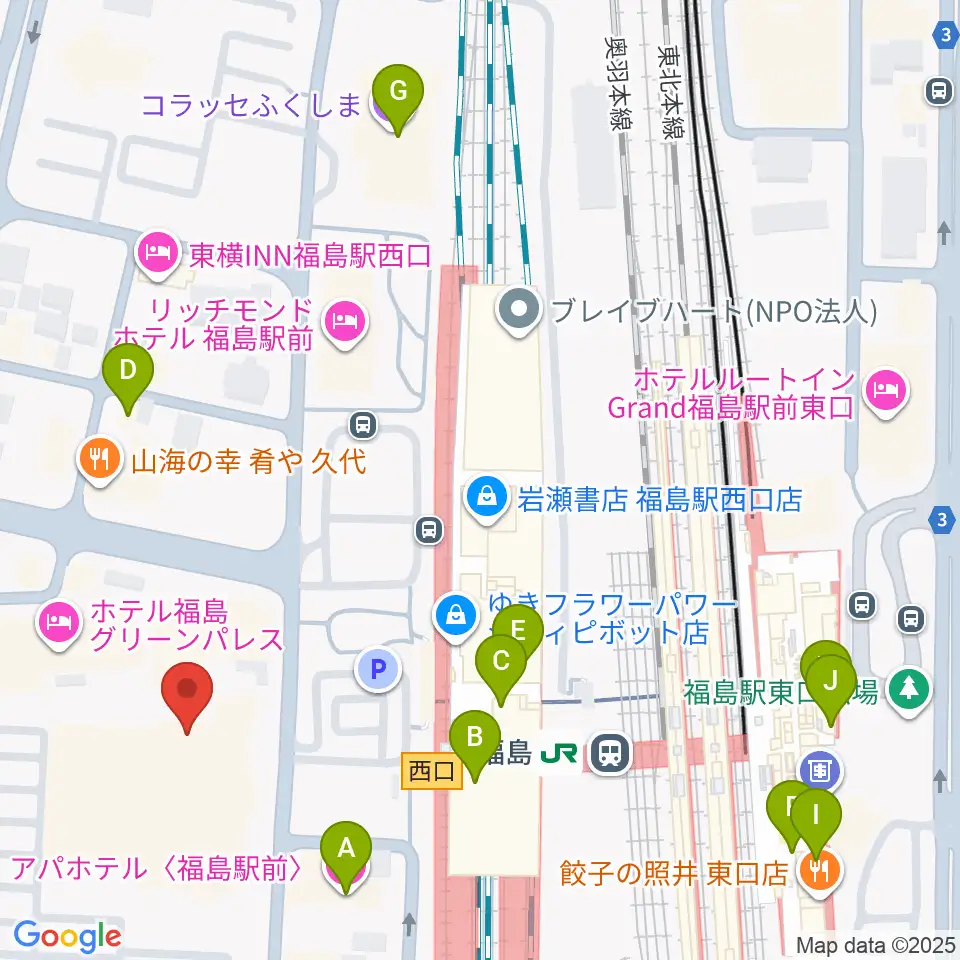 ヨークカルチャーセンター福島周辺のカフェ一覧地図