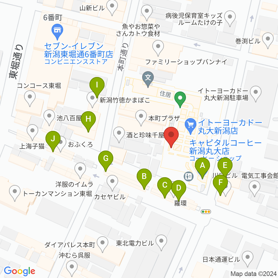 ヨークカルチャーセンター新潟周辺のカフェ一覧地図