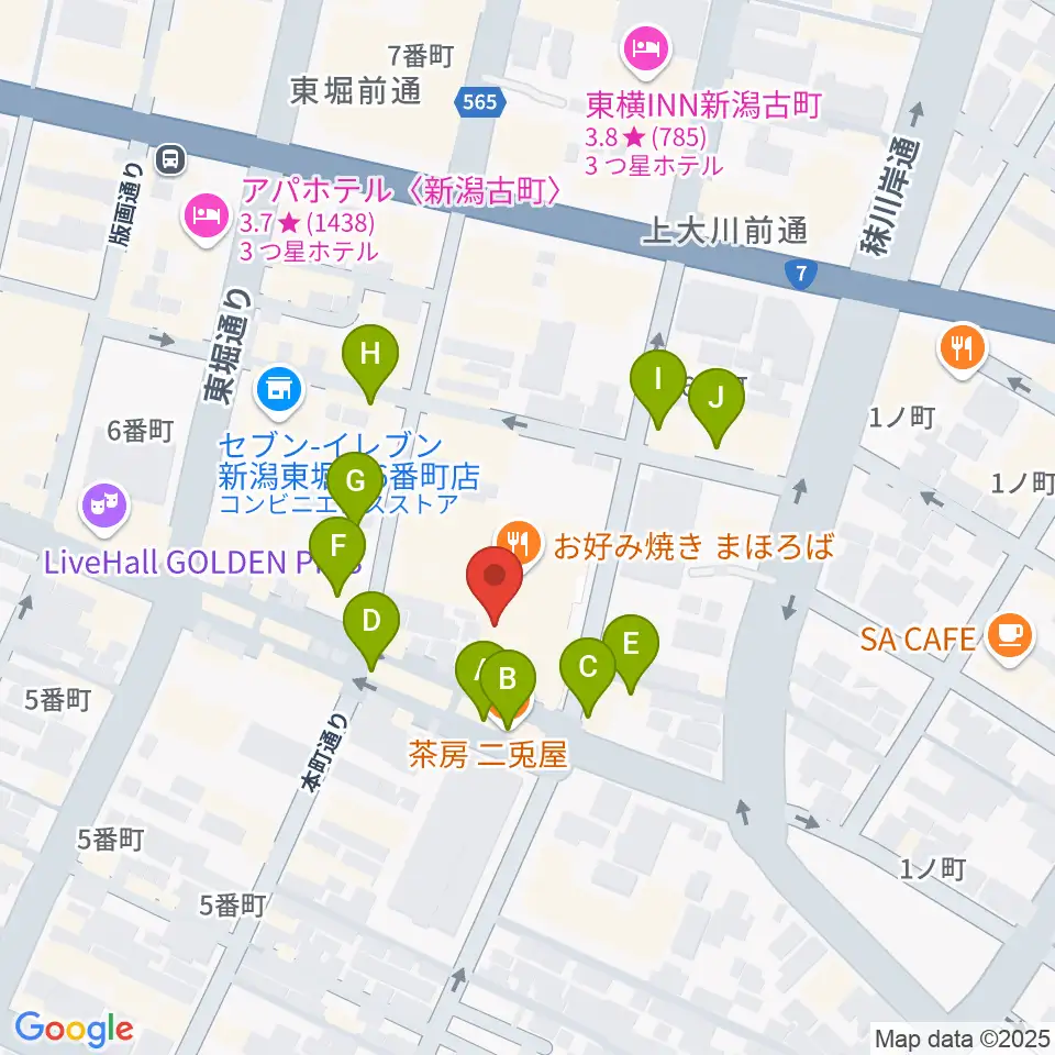 ヨークカルチャーセンター新潟周辺のカフェ一覧地図