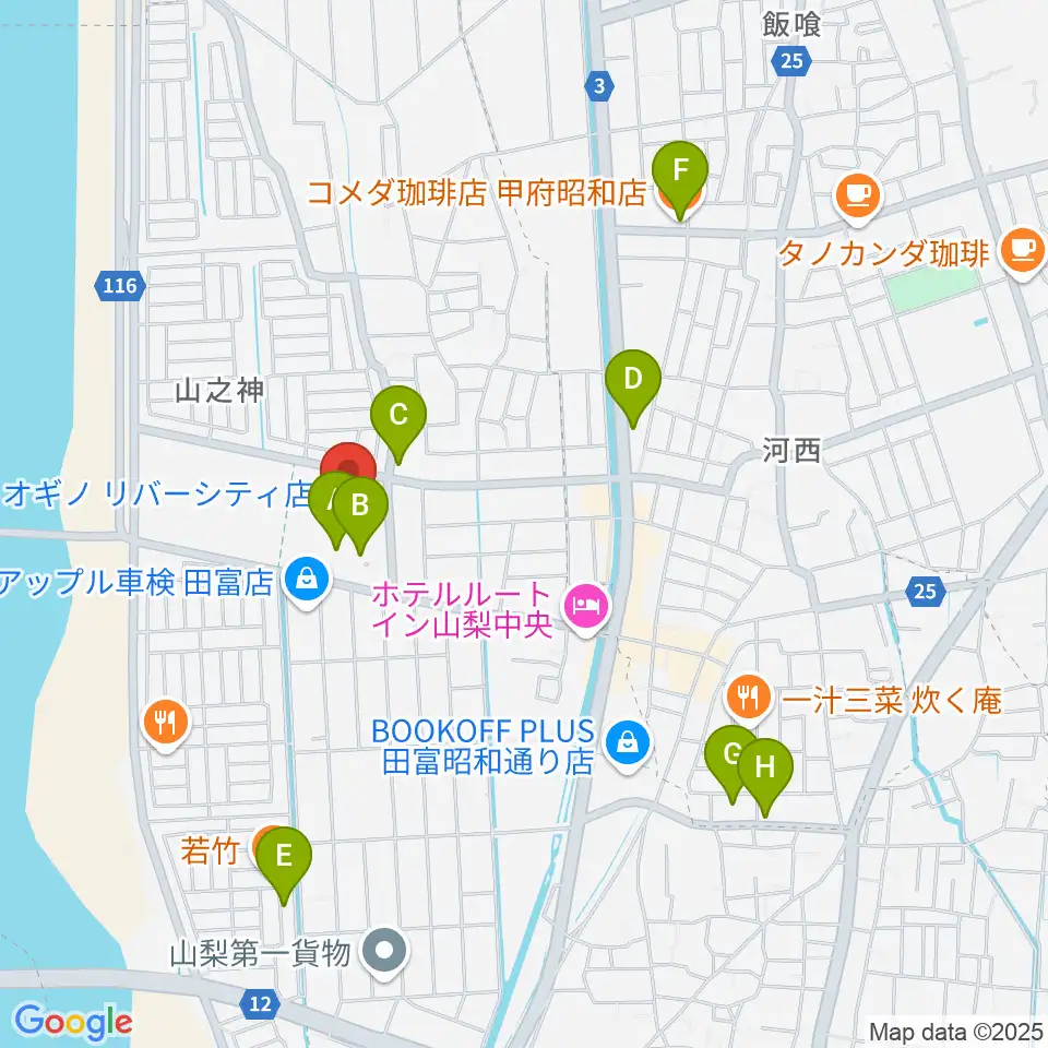 リバーシティーカルチャーセンター周辺のカフェ一覧地図